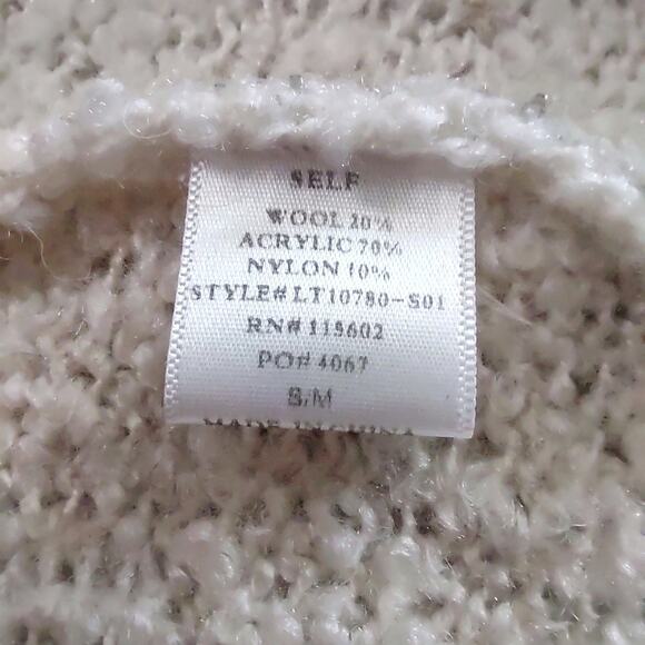 LUSH Cream Cocoon Sweater Size M Loose Casual Oversized Slouchy Kimono Metallic - Picture 12 of 12